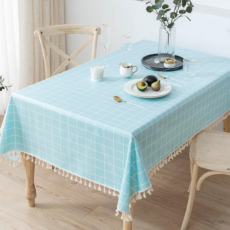 Simple Plaid Tablecloth Pastoral Cotton Linen Dining Table Tablecloth Lattice Pattern Desk Cover Towel Tea Cloth Table Case