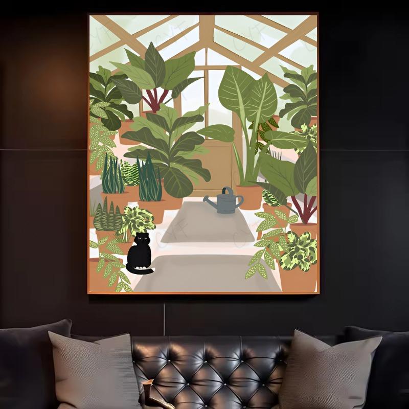 

Зеленые растения Черный кот Постер HD искусство липкая стена водонепроницаемый дом гостиная спальня бар эстетичное украшение 21cm×30cm NoFrame