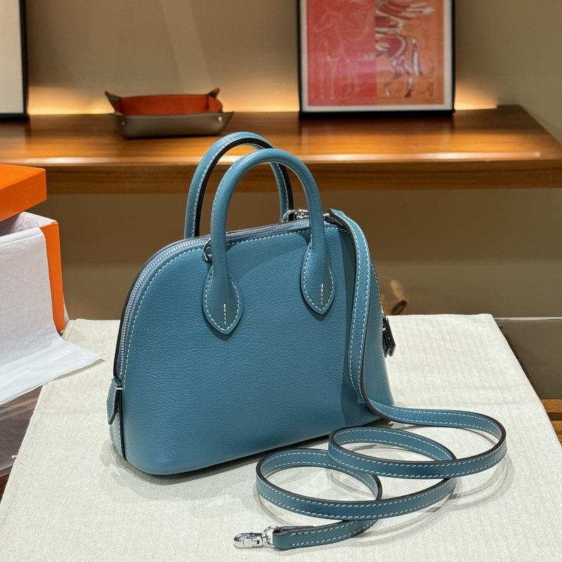 2026 new leather women's bag first layer cowhide method sheep pattern mini shell bag bowling ball portable oblique span women's bag