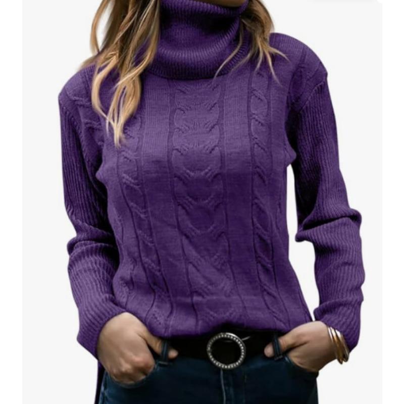 European American Retro Sweaters Autumn Winter New Style Foreign Trade Solid Turtleneck Sweater Long Sleeve Women's Clothing