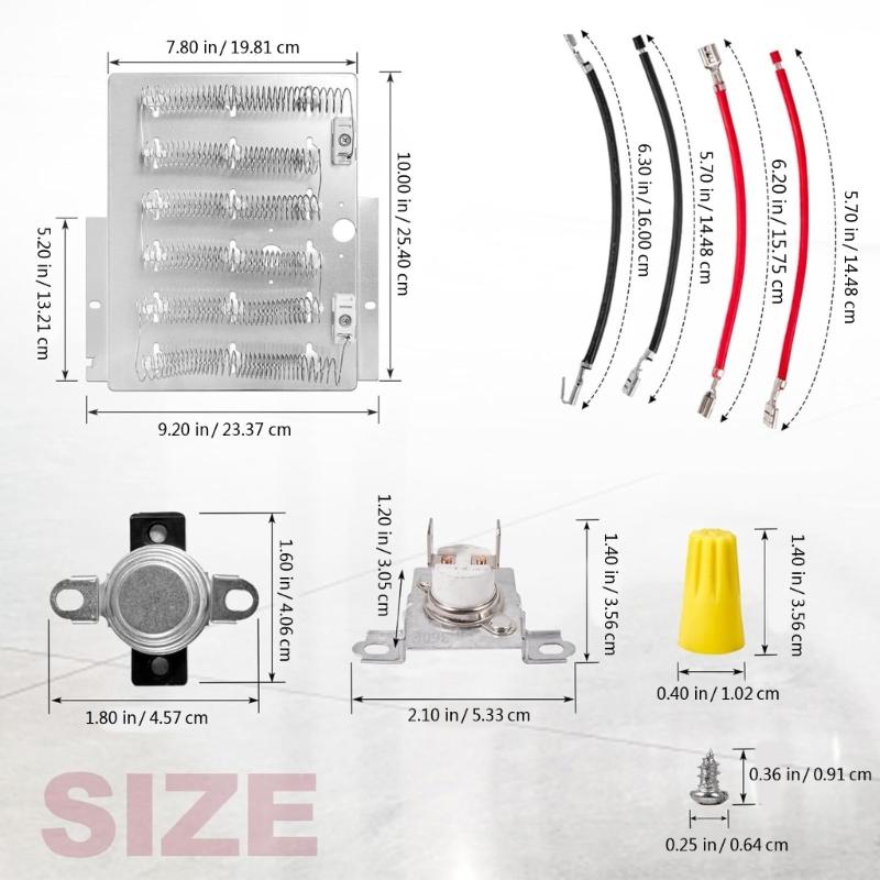 Upgraded Dryer Heating Element Kit Dryer Part Replacement 503978 Heating Element Dryer Easy Installation Accessories