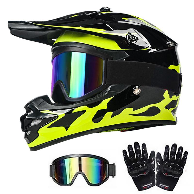 Dot Certified Children's Motorcycle Helmets Suitable for Off-Road Street Riding Mountain Bikes Helmet with Goggles and Gloves