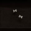 Minimalist Silver Stud Earrings with Bow Knot and Cubic Zirconia for Women Gift