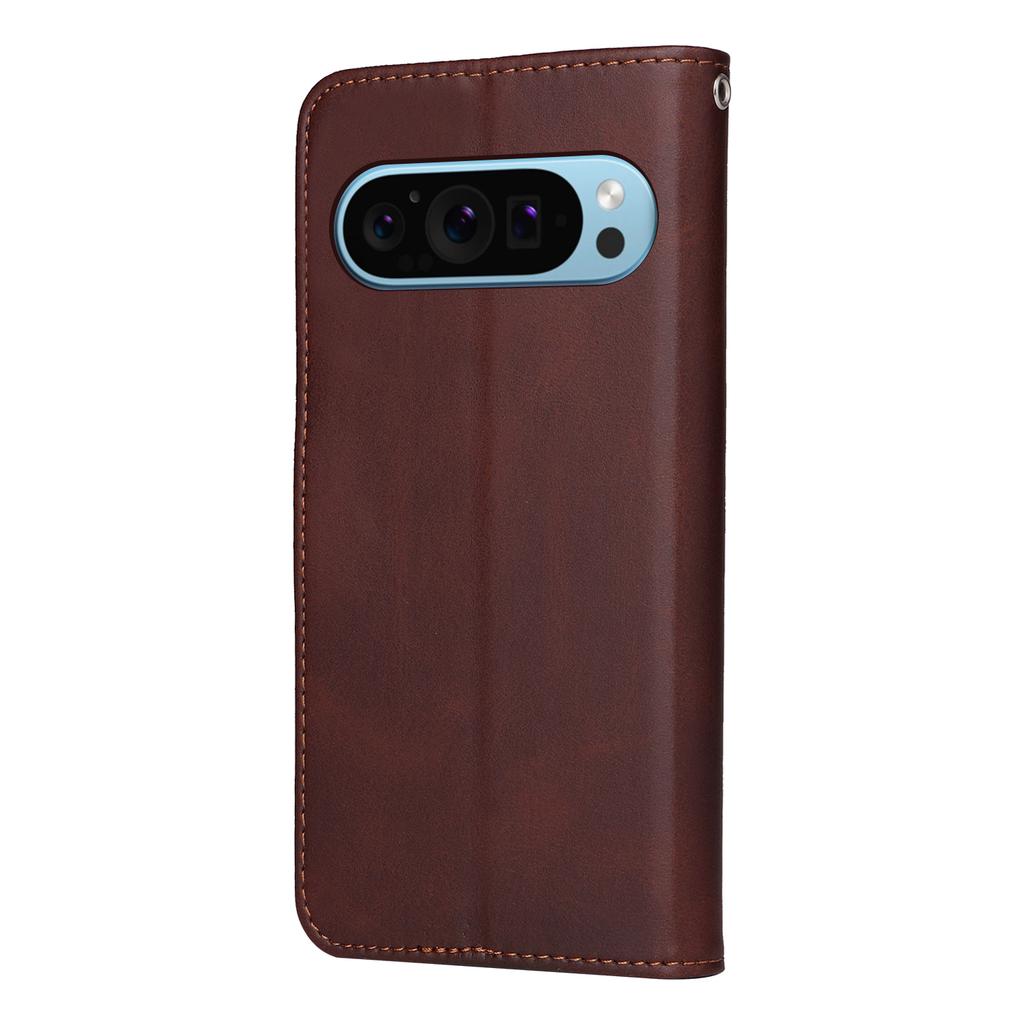 For Google Pixel 10 Pro/Pixel 10/Pixel 9/Pixel 9 Pro Leather Case 3 Card Slots Stand View Phone Cover Calf Texture
