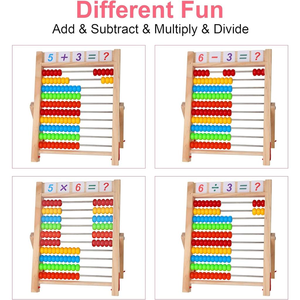 Primary School Abacus Calculation Slider with 100 Beads/Counting Sticks/Number Alphabet Cards Educational Toy Gift for Children Counting Frame