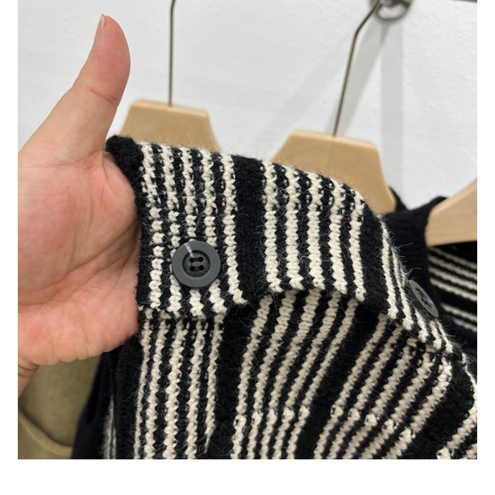 DIMANAF 2025 Autumn Striped Vest Women Sleeveless Sweaters Knitting Colorful Buttons Casual Style Loose Sweater