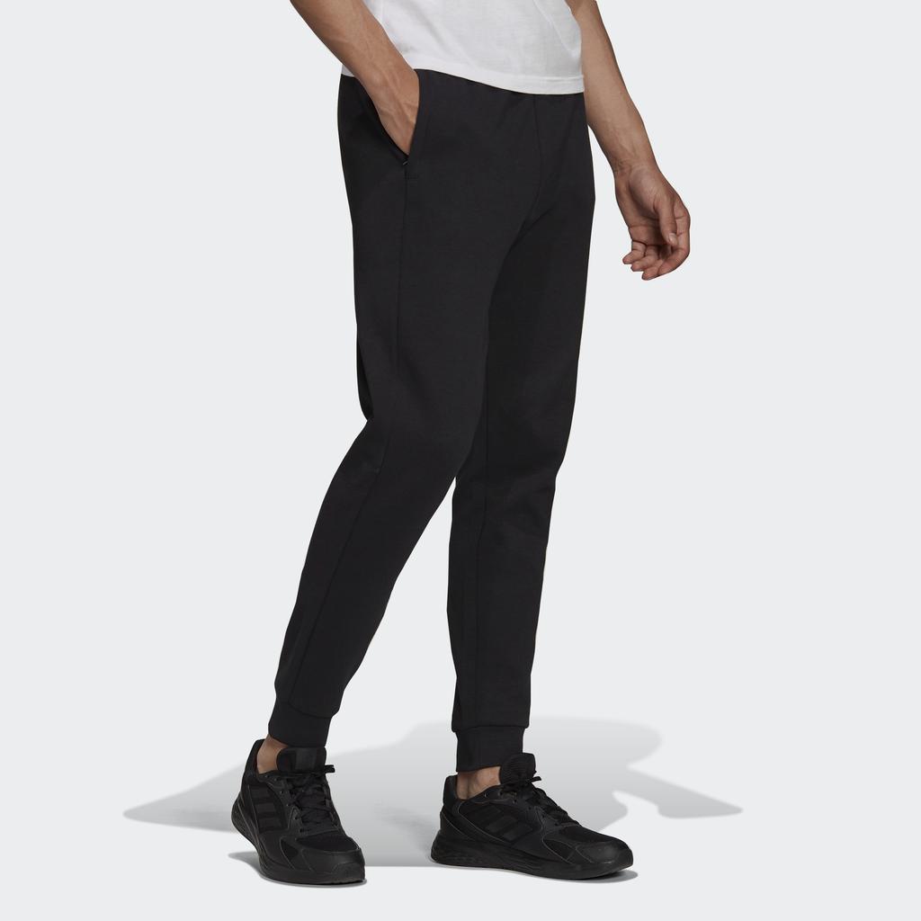 Adidas Logo Embroidered Cuffed Knit Track Pants Men Bottoms Black HB5083