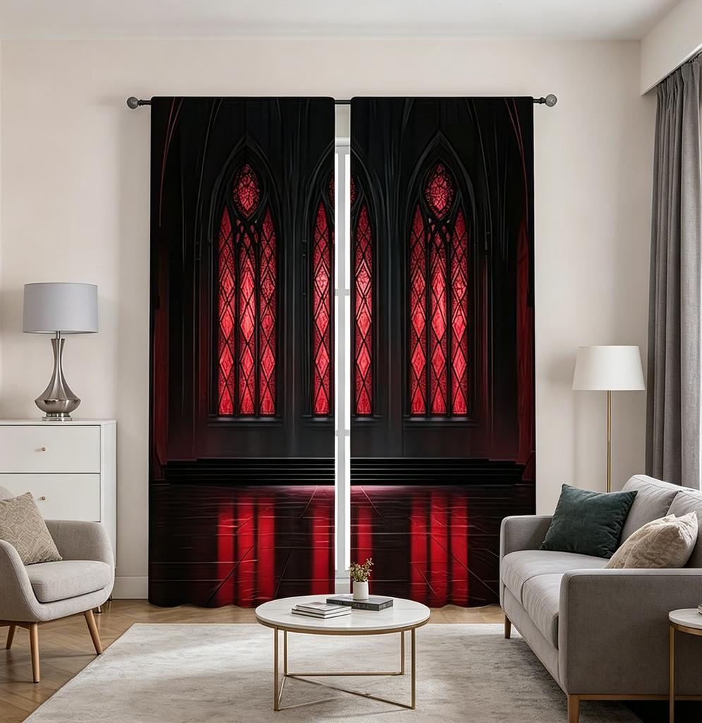 2PCS Digital Printed Curtains, Pearl Shimmer Rose Luxurious Elegant, Rod Pocket Window Drapes for Living Room Bedroom Decor