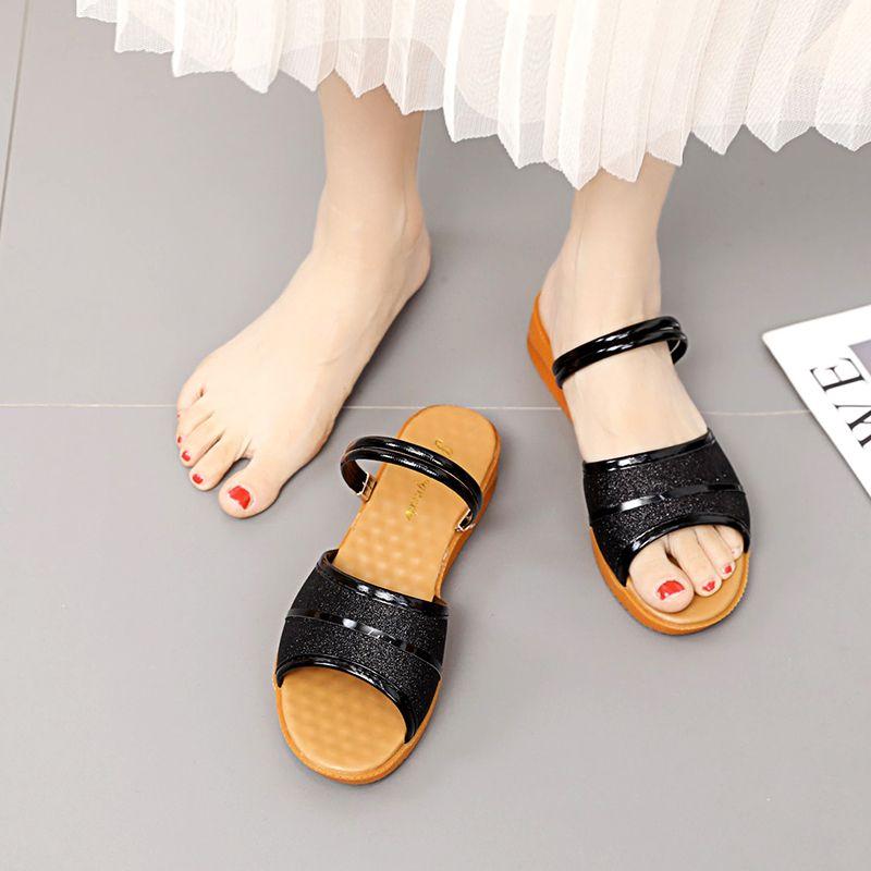 Woman Shoes with Low Heels Open Toe Wedges Heel Sandals for Women Comfortable and Elegant Luxury Summer Asian Size 2025 Trending