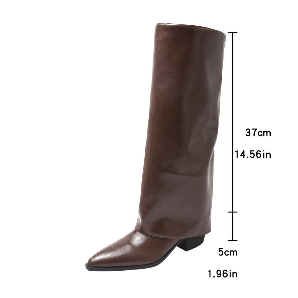 Women's Sexy Pointed Toe Knee High Boots Fashion Bottes Femmes Black Wedge Heel Long Boots Woman Pu Leather Riding Botas Mujer
