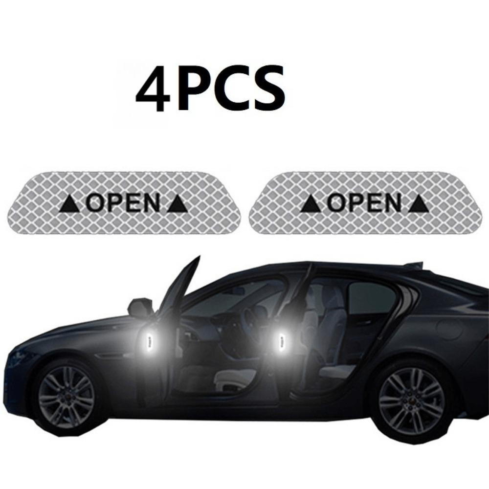 4PCS Car Door Reflective Warning Stickers: Increase Visibility & Safety with Easy-to-Apply Decals