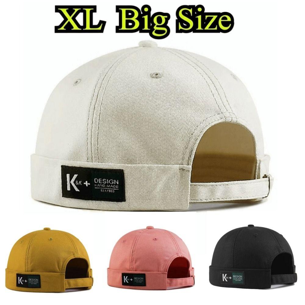 XL 62 Cap Big Head Hat Without Visor Docker Brimless Hats Vintage Beanie Hat for Men Women
