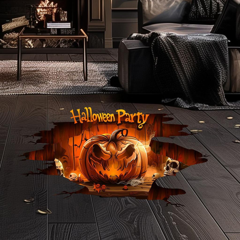 Halloween Pumpkin Wall Decal Self Adhesive Removable Horror Theme Home Decor for Living Room Bedroom Party Decoration