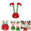 Charming Christmas Decoration Elf Feet Figurine In Red And White Striped Design