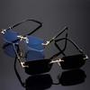 2 Pieces of Fashionable Glasses Set Retro Frameless Couple Metal Accessories Street Style and Daily Commuting Trend