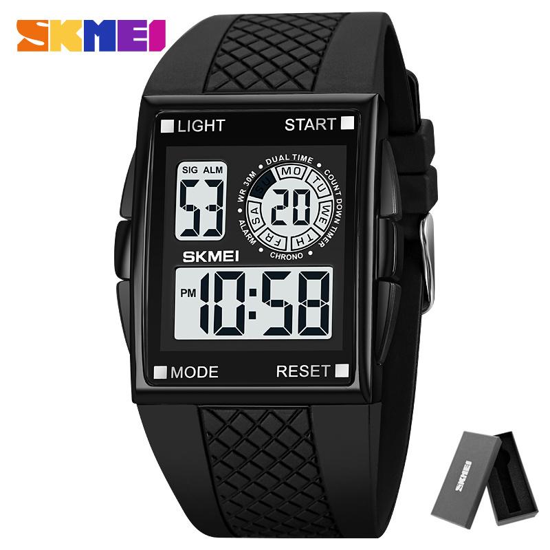 SKMEI 1967 reloj hombre Japan Digital movement Watch Mens military 3Bar Waterproof Countdown LED Light Electronic Wristwatches