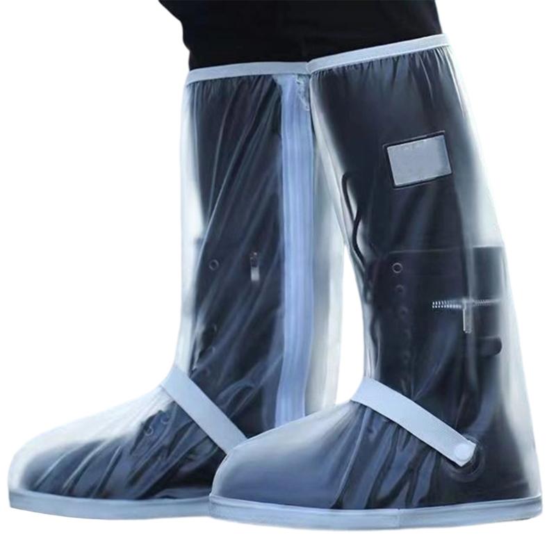 Waterproof Rainproof PVC Boot Shoe Covers Slip Resistant Zippered Galoshes For Hiking Cycling Daily Commuting