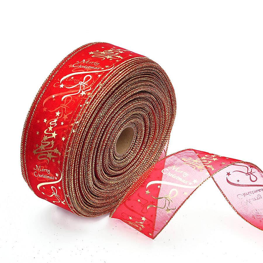 Charming Red 6.3x200cm Christmas Tree Decoration Ribbon For Stylish Gift Wrapping