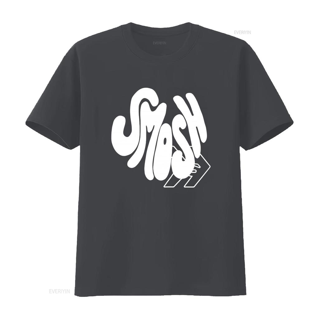 Smosh Groovy Logo Print T Shirt for Fashion Casual Vintage Washed Unisex Graphic Comfortable Top For Everyday Wear Streetwear