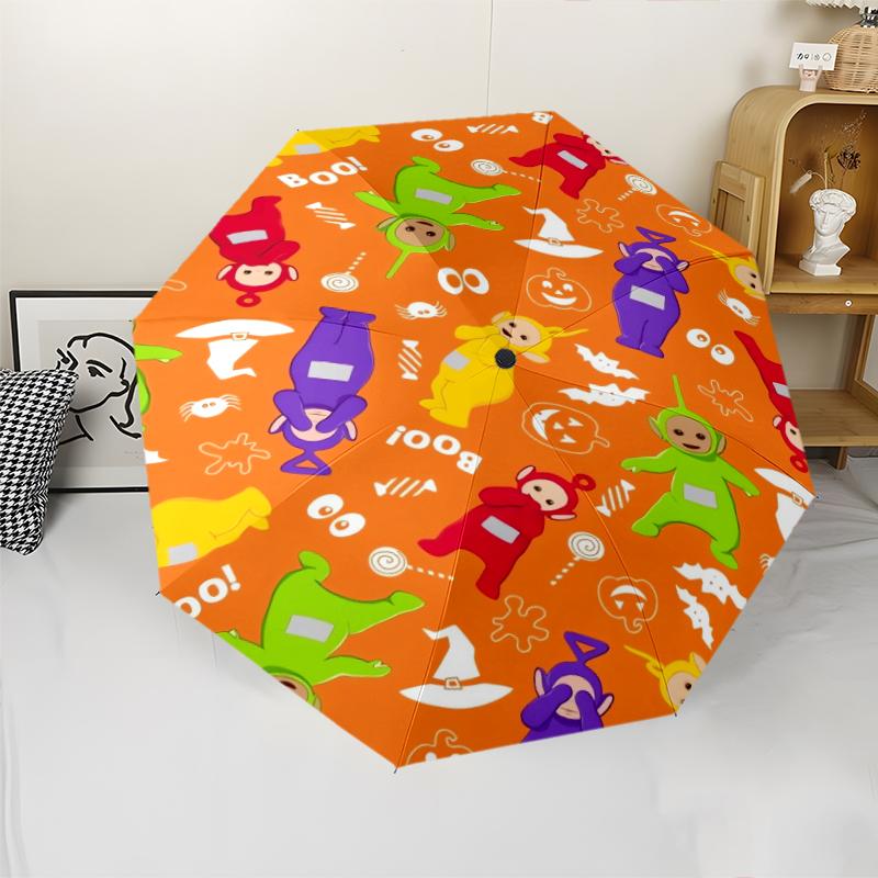 Teletubbies Theme Automatic Umbrella, Lightweight & Portable, 8 Rib, Perfect for Outdoor Travel, Birthdays, Christmas, Gifts.