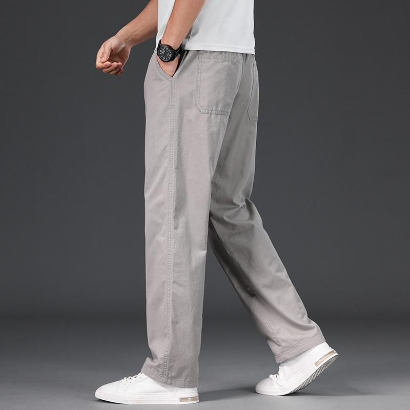 Big Size Mens Casual Pants Relaxed Fit Cotton Trousers Elastic Waist Drawstring Sweatpants Mens Jogger Pants Summer Spring