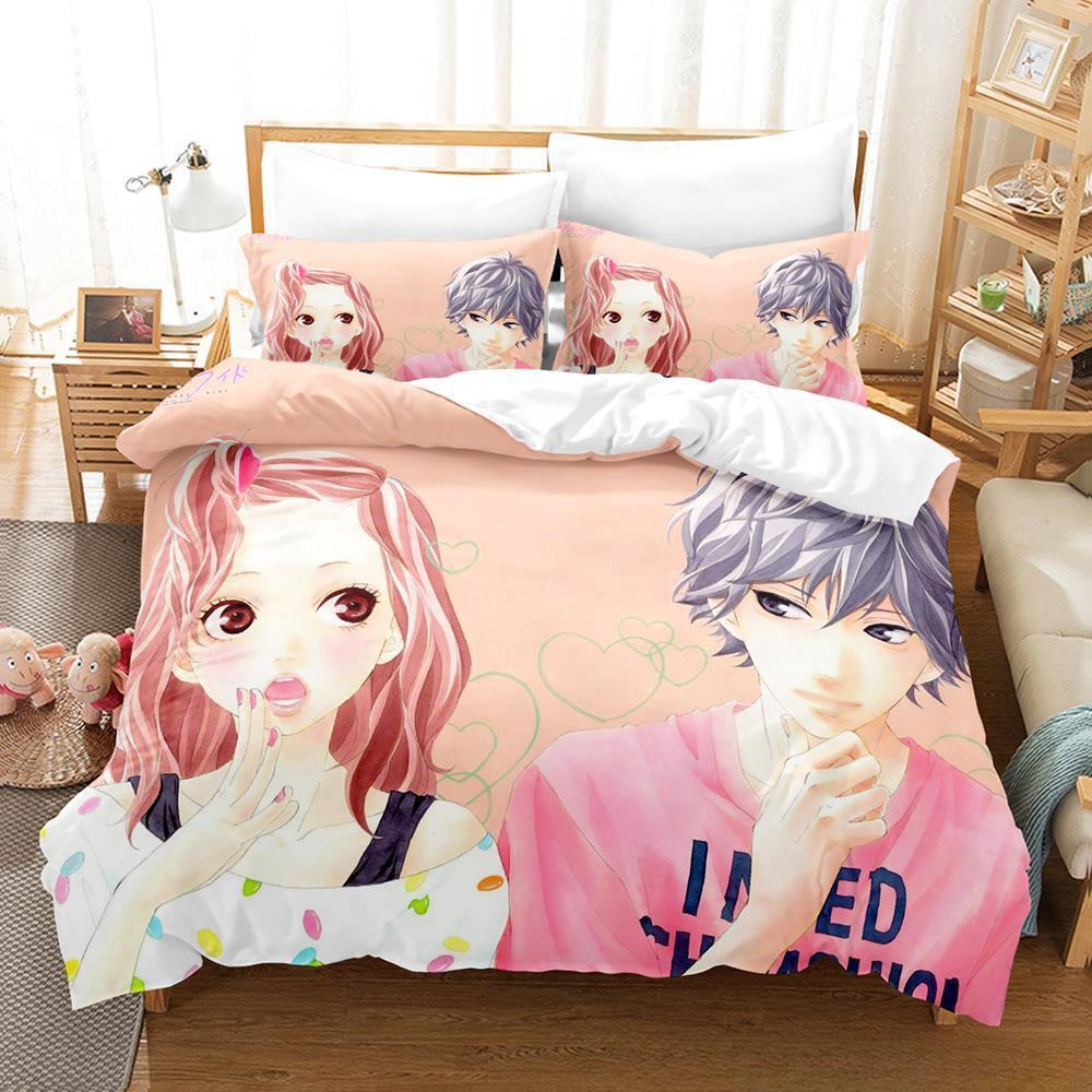3D-Druck Anime Ao Haru Ride Bettwäsche-Set Einzelbett Doppelbett Full Queen King Size Bettwäsche-Set für Erwachsene Kinder Schlafzimmer Bettbezug-Sets Heimtextilien