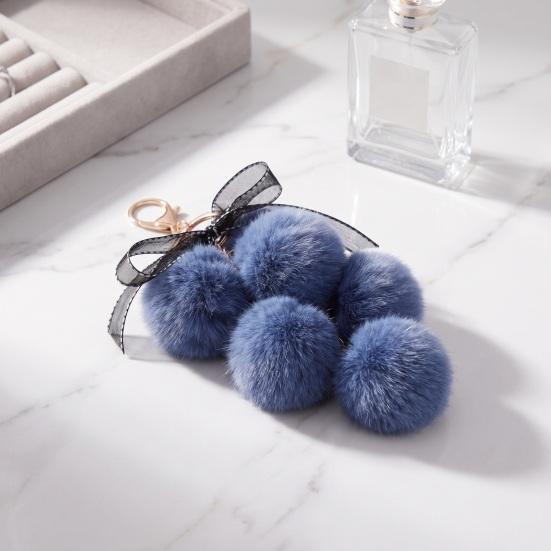 Plush Grape Decorative Pendant Keychain for Handbags, Fuzzy Cluster Bag Charm with Decoration Bow, Fluffy Ball Keyring Backpacks and Purses