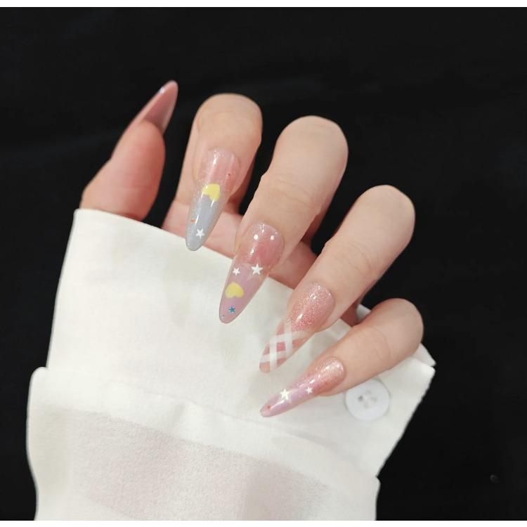 2025 Reiche Tochter Blaues Blinken Katzenauge Ins Internet Berühmtheit Explosion Abnehmbar Tragbarer Nagel Nagel