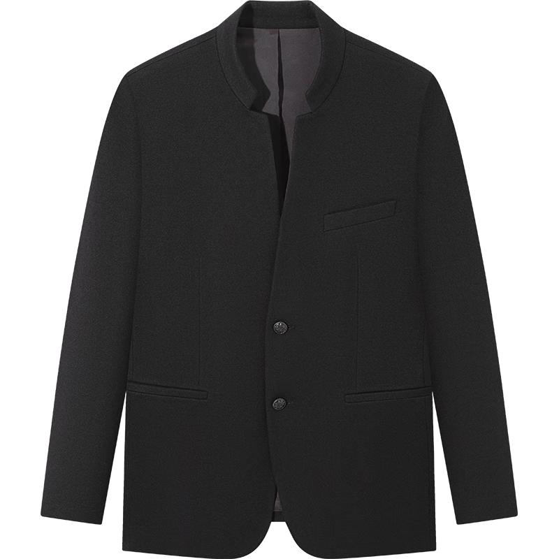SEVEN Men's Lamb Wool Blend Mandarin Collar Suit Jacket