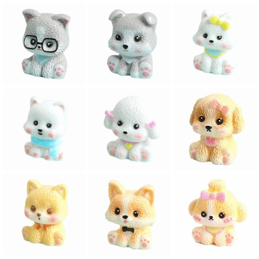 

9pcs Small Size Dogs Decorations Cartoon Animal Dog Ornaments Fun Desktop Decorations Bedroom Decor 9pcs Dog
