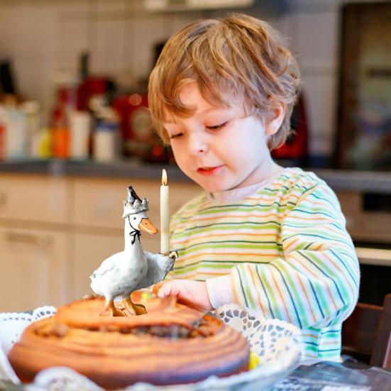 Party Cake Candle Holder Cake Topper Animal Candle Holder Goose Dog Figurine Taper Candle Holder for Cakes Candles Birthday Party Supplies
