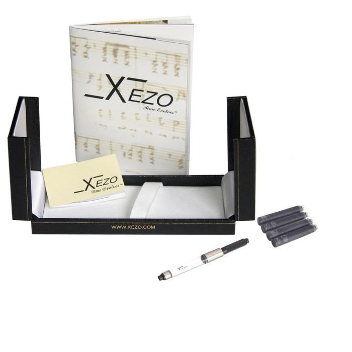 Xezo Maestro Fountain Pen, Fine Nib, Natural Abalone Shell, Pure Platinum Plating, Handmade Limited Edition, 1 Count