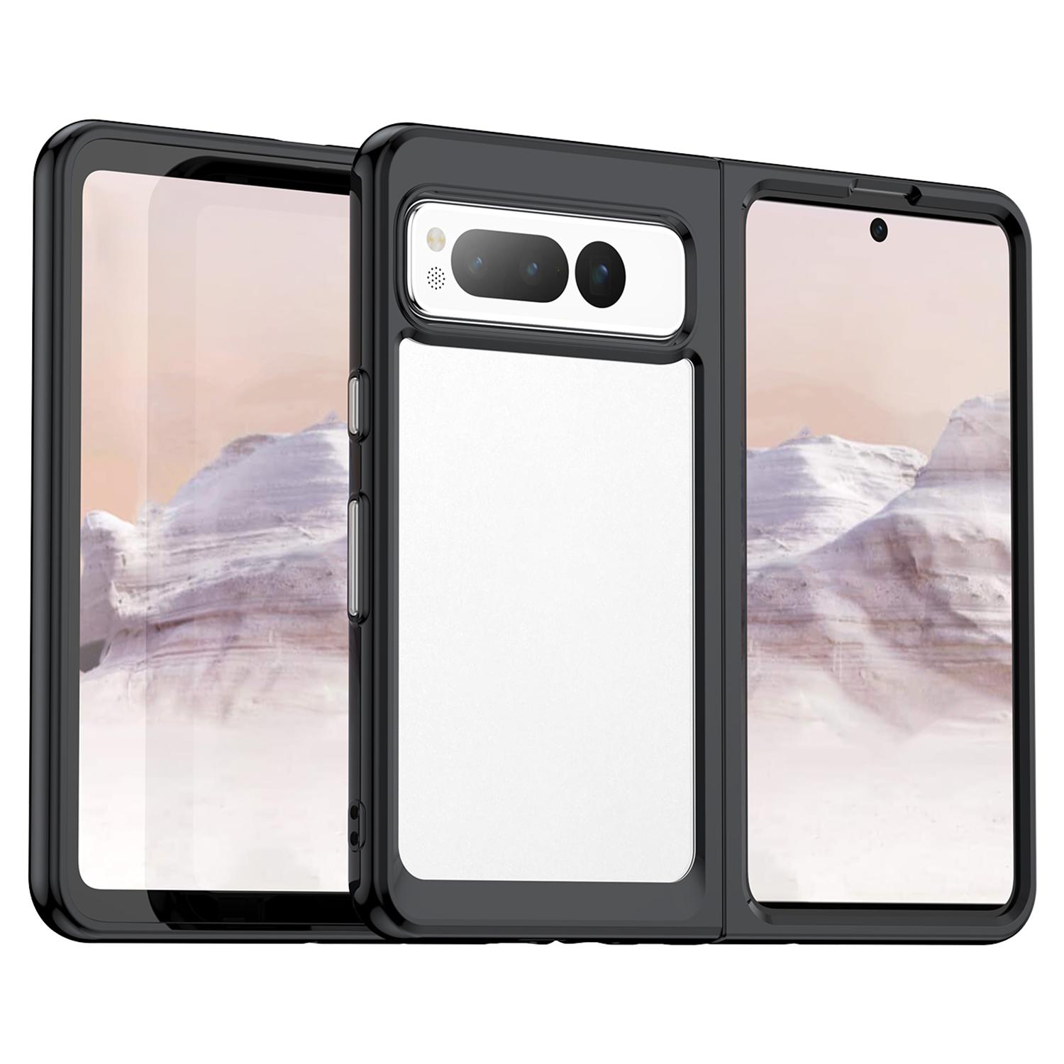 

Для Google Pixel Fold Прозрачный чехол с задней крышкой Защита от царапин ТПУ+Акрил Чехол для телефона Black