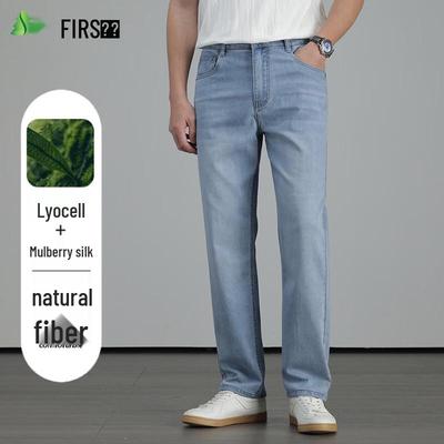 FIRS Men's Tencel Blend Lightweight Straight Fit Jeans