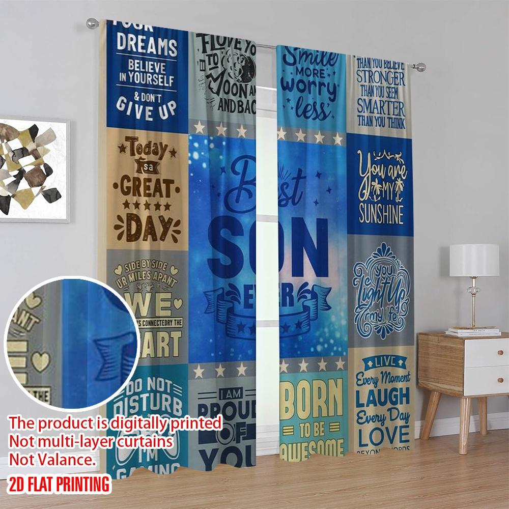 2pcs,2D plane printing Curtain Popular Best Son Collage Polyester (without rod) All Seasons Perfect for Various Rooms,