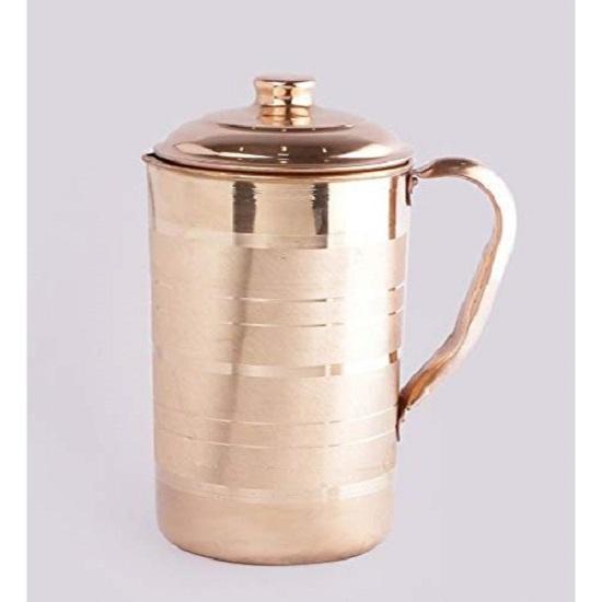 Copper Water Bottle and Jug Combo Set - 1000 Ml Bottle, 1500 Ml Jug, 2 Glasses - Brown