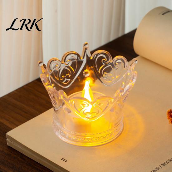 Small Accessory Organizer Crown LED Tea Light, Flameless Faux Crystal Candle Night Decorative Table Lamp Romantic Wedding Party Decor, Creative
