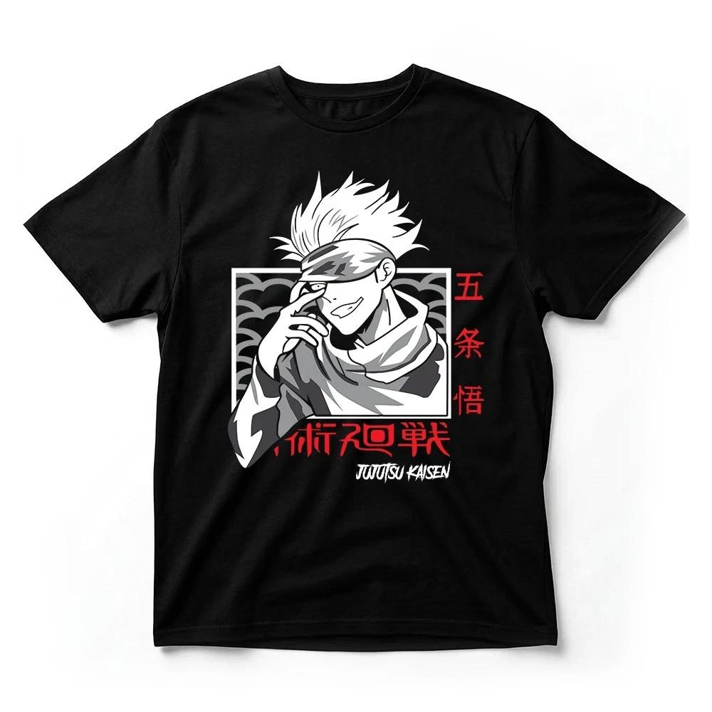 Jujutsu Kaisen Gojo Satoru TShirt Anime Unisexga Graphic Tee Black Japanese Text S