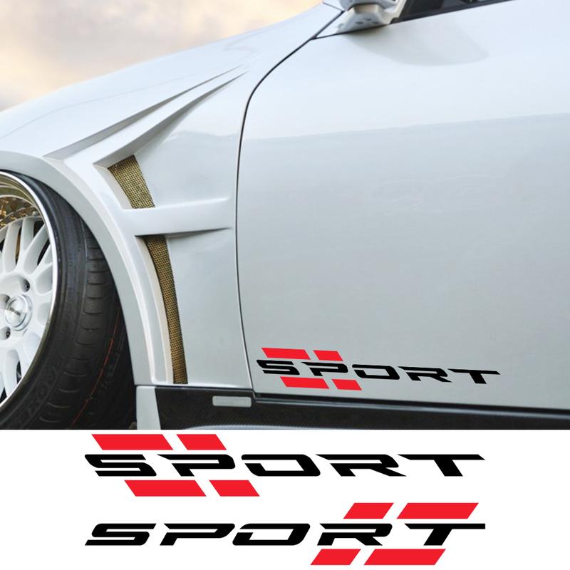2PCS Car Body Side Skirts Sport Letters Stickers Vinyl Film Decals PVC Self-adhesive Car Body Exterior Decoration Accessories