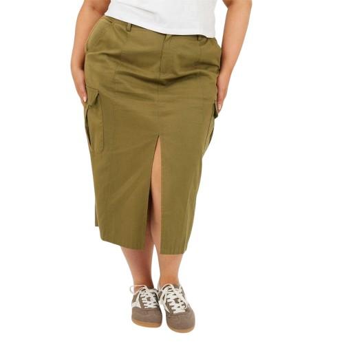BRAVE SOUL Saia Jeans Plus Size Cargo Feminina