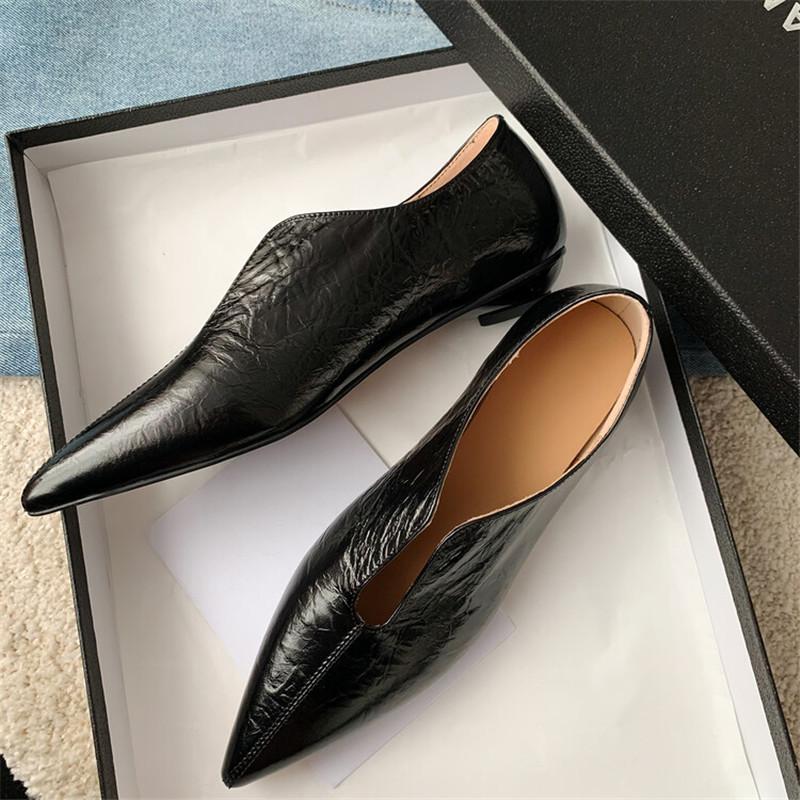 Fashion New Spring Cow Leather Women Shoes Pointed Toe Women Pumps Shoes for Women Zapatos De Mujer Fashion Retro Ladies Shoes Low Heel