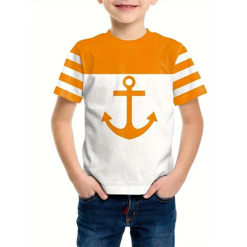 

Футболка с принтом в виде ретро-флага Fishhook 3D, детская одежда для мальчиков, повседневная детская одежда с коротким рукавом, модная футболка 120