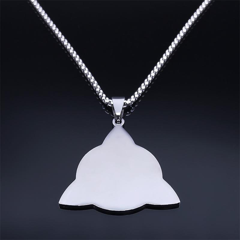 Witch Triquetra Trinity Celtic Knot Necklace Stainless Steel Pentagram Triple Moon Goddess Necklaces Jewelry Collar N3406S02