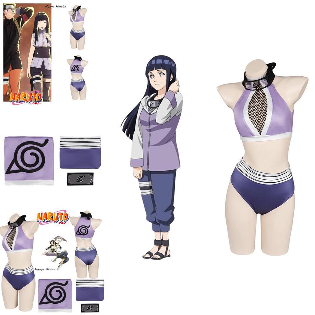 Hyuga Hinata Inspired Naruto Swimsuit Cosplay Costume With Purple Polyester Fabric