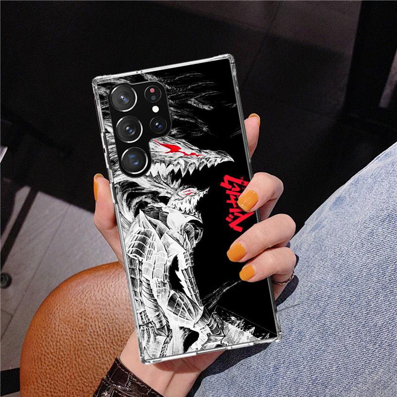 

Black White G-Guts B-Berserks Phone Case For Samsung Galaxy S24 S25 Edge S26 Ultra S23 S22 S21 Plus S20 FE + Personalized Print Samsung S24 Plus