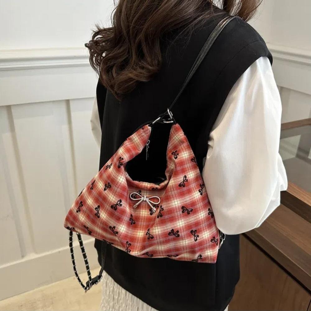 New Cute Bow Shoulder Bag Large Capacity Adjustable Strap Women's Backpack Zipper Closure Tote Handbag Students