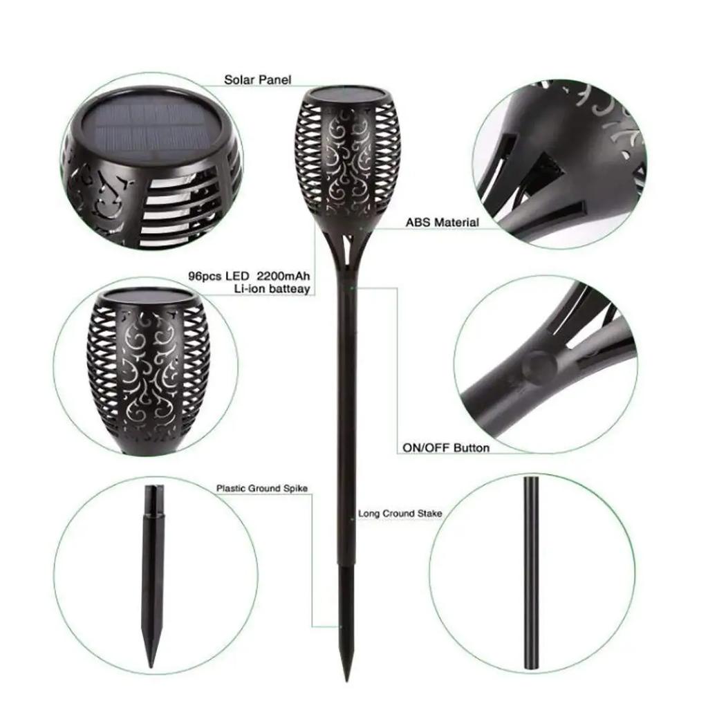 1/2/4/Pcs Outdoor Solar Lights Flame Torch Lights Flickering Lamp Waterproof Garden Outdoor Lawn Path Yard Patio Floor Lamps