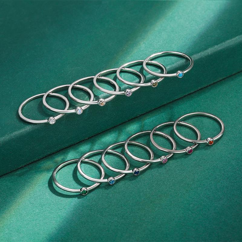 Klasyczny tęczowy pierścionek dla par dla kobiet seria 12 znak zodiaku okrągły pełny cyrkon oryginalny srebro prezent na rocznicę biżuteria