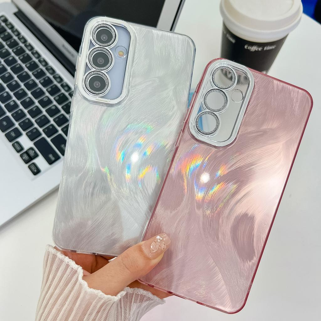 Für Samsung Galaxy S24 FE Hülle IMD Design Stoßfest PC+TPU Handyhülle mit Glaslinsenfolie