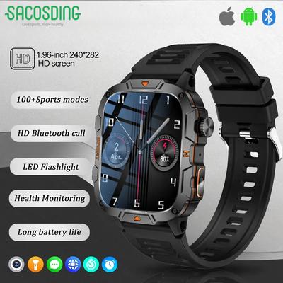 2025 Reloj Inteligente Resistente para Hombre Relojes de Exterior lP68 Resistente al Agua Pantalla HD de 1.96" Voz AI Llamada Bluetooth Smartwatch Para Android lOS